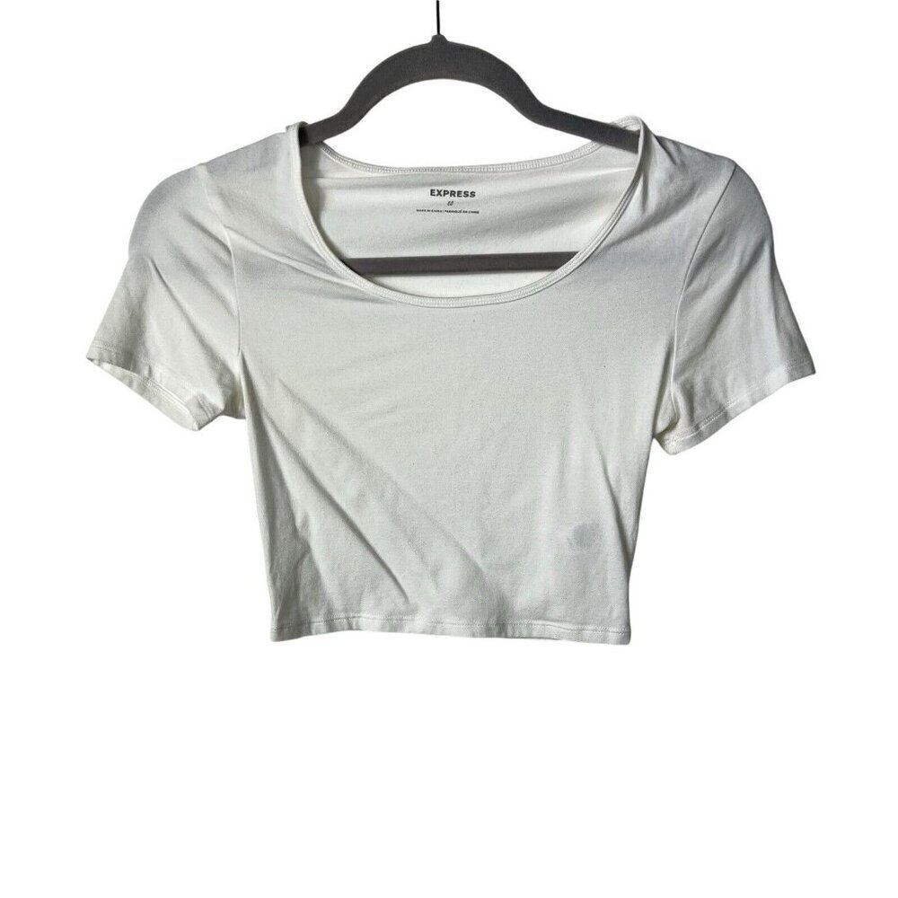 Express Cropped Baby Tee Women’s Size‎ XS White Summer Festival